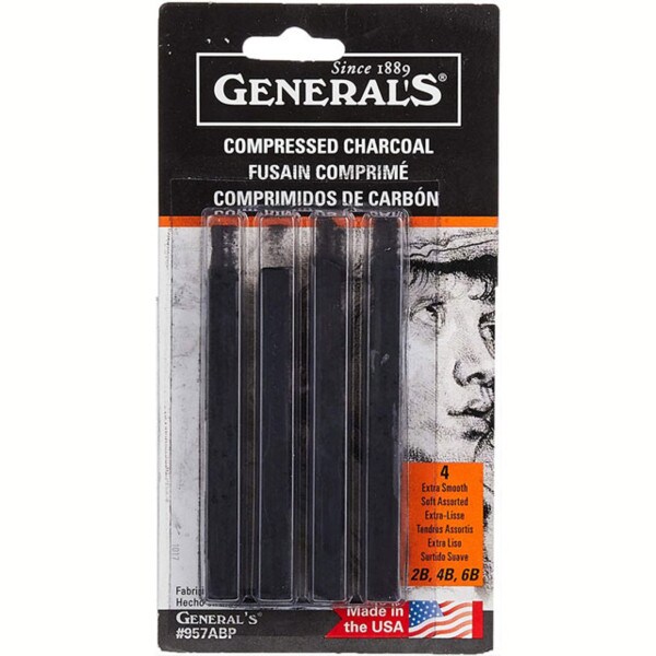 General's Compressed Charcoal 4B Sticks